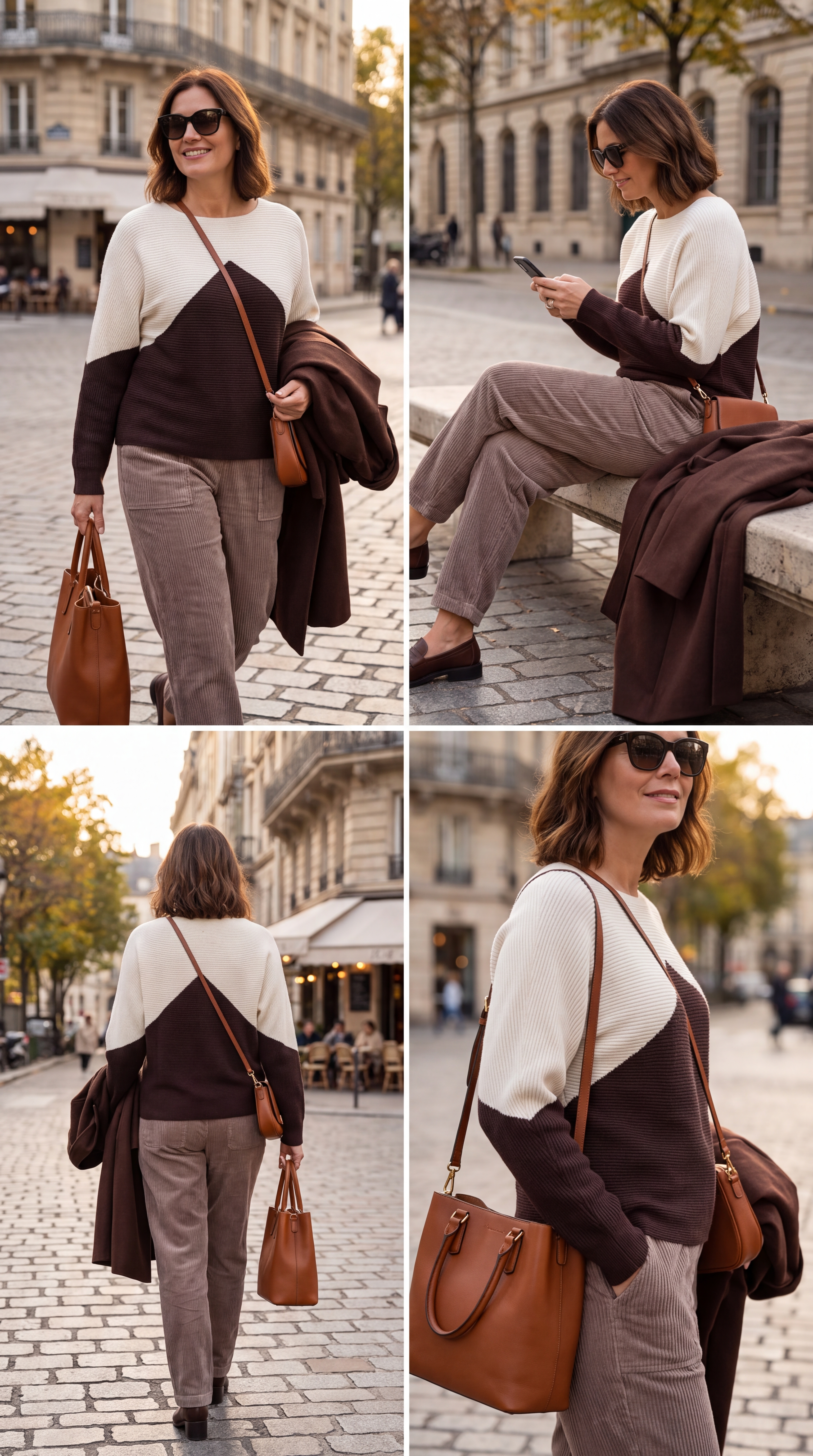 Dámsky pulóver BROADWAY NYC FASHION ESPRESSO - čokoládovo-smotanový s.WEAR 8